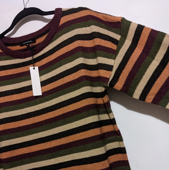 Olivaceous sweater women's medium long sleeve striped burgundy/olive nwt - Picture 4 of 16